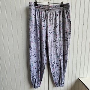 Briefly Stated Women’s Unicorn Jogger Sleep Pants Gray 2X (18w/20w)